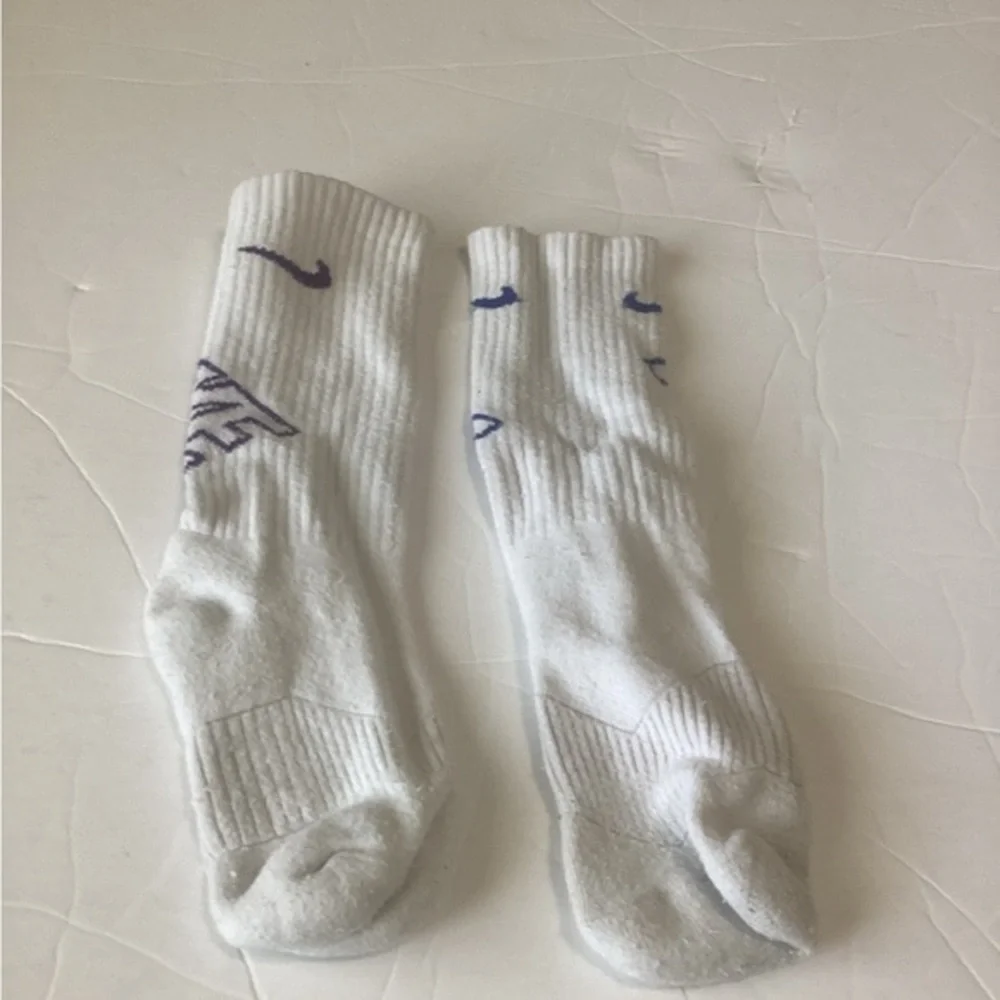 Nike White mix matched Purple and  Blue Athletic Crew Socks size small